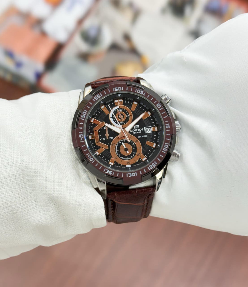 Casio Edifice EFR 539 now with leather strap
