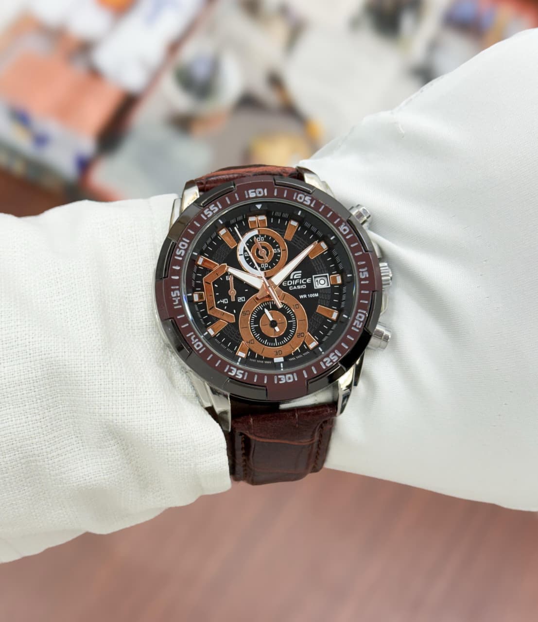 Casio Edifice EFR 539 now with leather strap